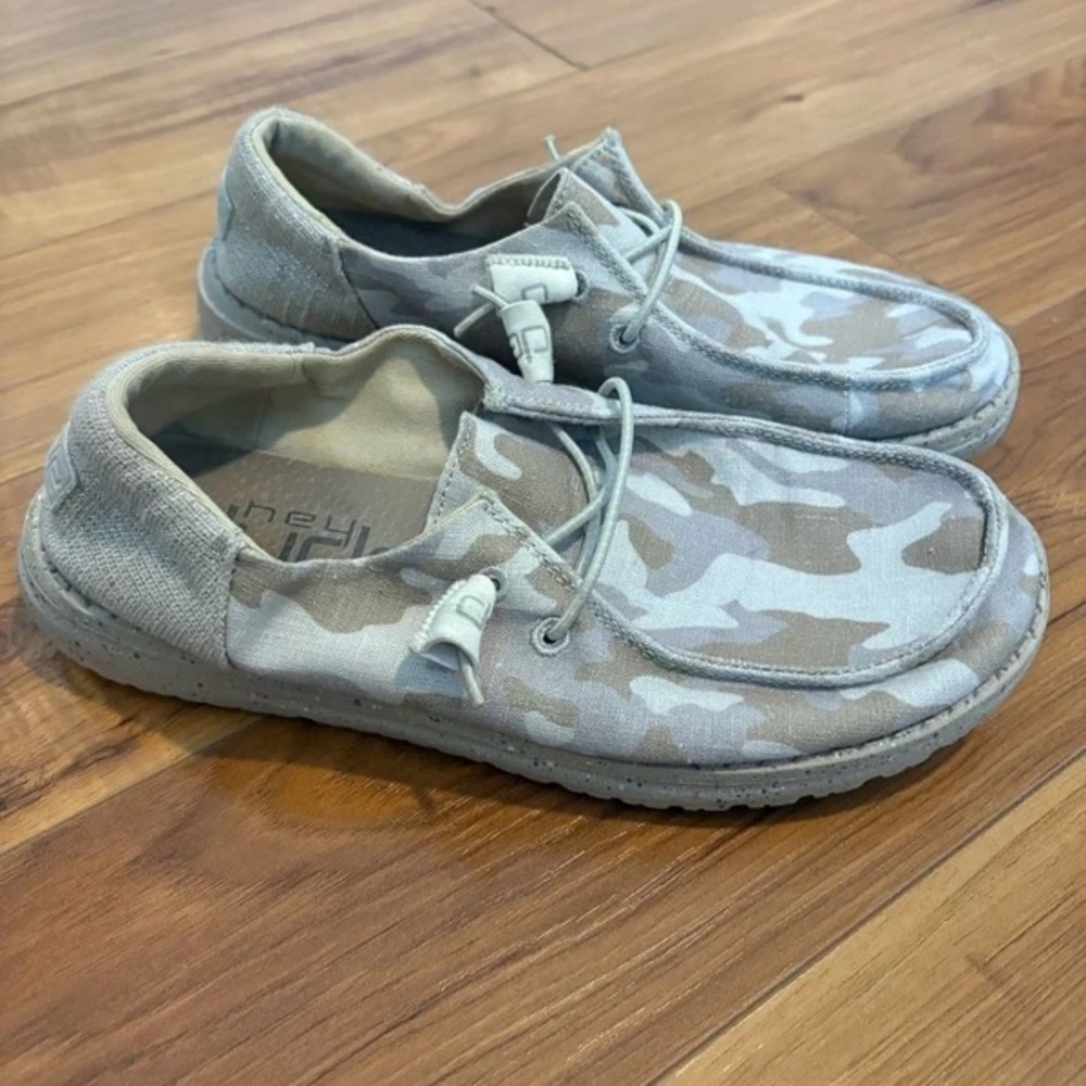 Hey Dude Lightweight Camouflage Slip-On Loafers in Gray and Tan